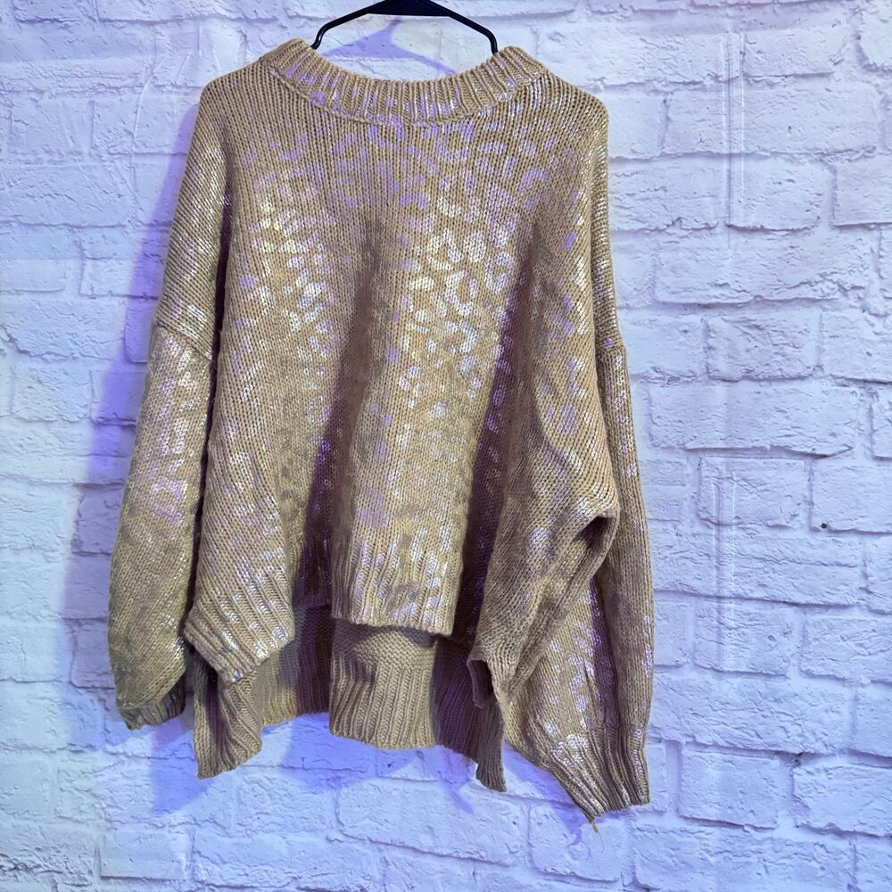 Andthewhy Unique Gold Muted Leopard print Sweater SZ S/M